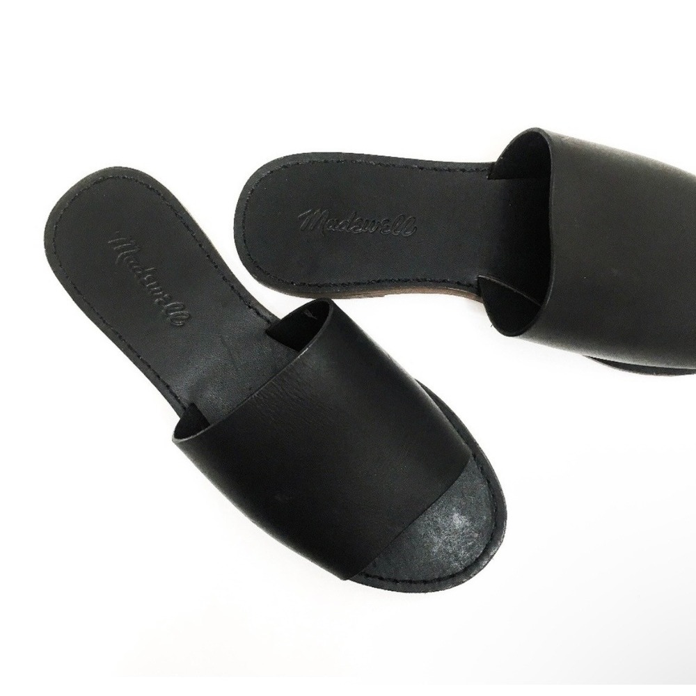 Madewell Boardwalk Post Slide Sandal Leather Black 10